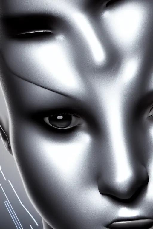 Prompt: high quality face detail of a cyber woman close - up