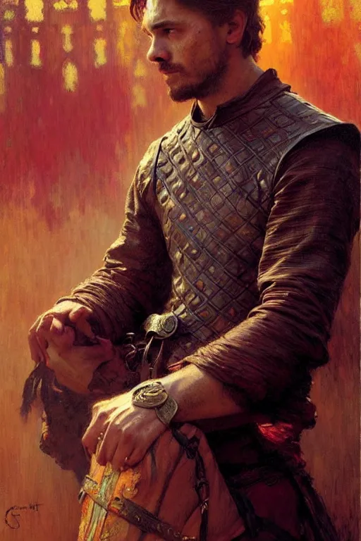 Image similar to attractive man, game of thrones, cool colors, painting by gaston bussiere, craig mullins, greg rutkowski, alphonse mucha