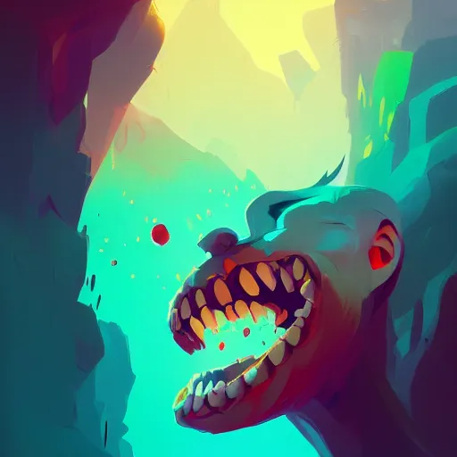 Image similar to abstract portrait of absolute laughter, hilarious laughing funny, dramatic lighting, unreal engine, by anton fadeev, by nolan, by greg rutkowski, trending on artstation