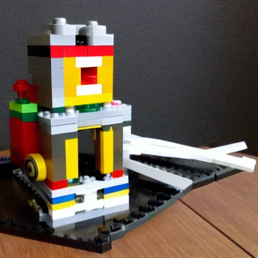 Image similar to a guillotine made out of legos