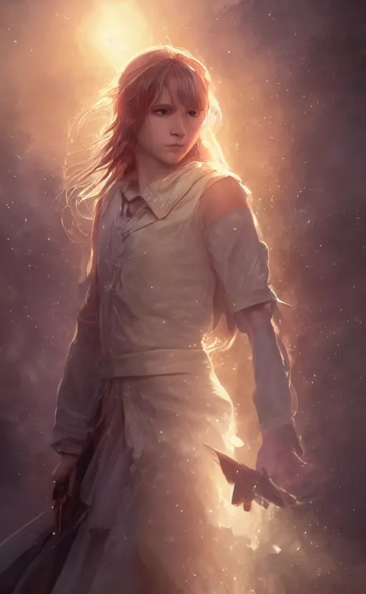 Image similar to a girl from final fantasy live action, hermione, evocative, mystical night, very very very very detailed, award winning, masterpiece digital painting by greg rutkowski, alex grey, artstation, 4 k wallpaper