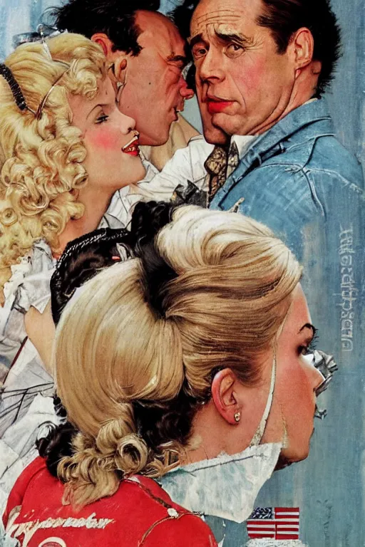 Image similar to True Romance movie painted by Norman Rockwell