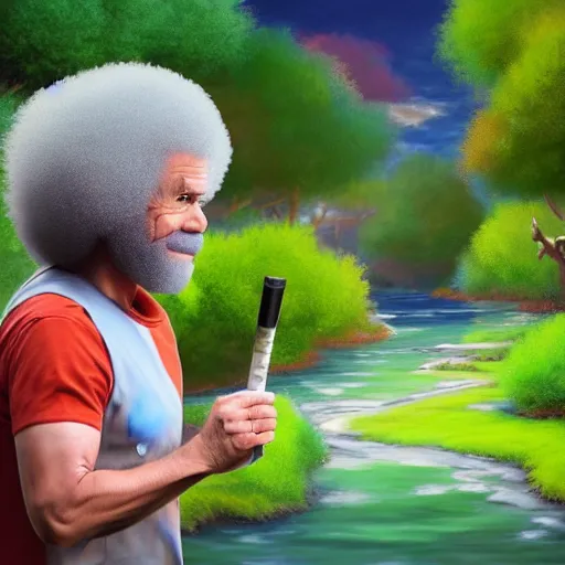 Prompt: bob ross as a pokemon 8 k hyperdetailed photorealism hdr