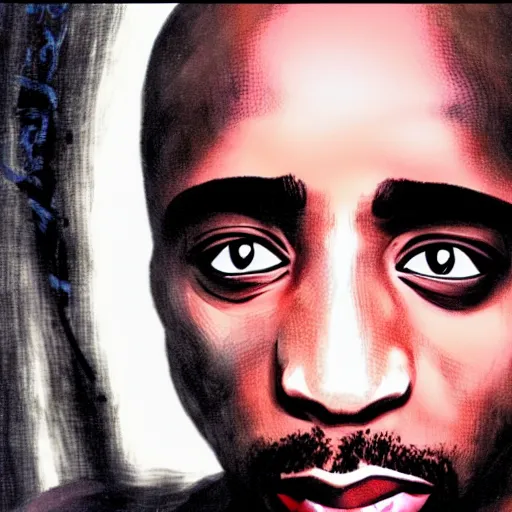 Image similar to Tupac Shakur, screenshot from a 2012s anime