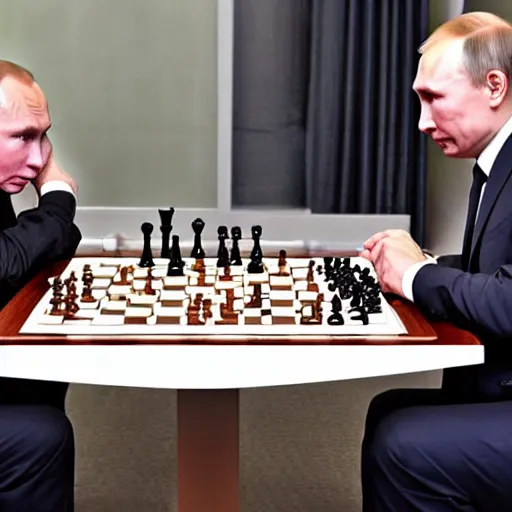 Image similar to putin playing chess with magnus carlsen