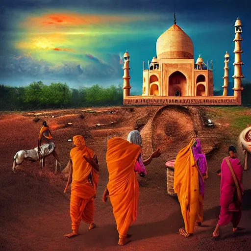 Image similar to vedic aryans arriving in india, 8 k, intricate, photograph, surreal