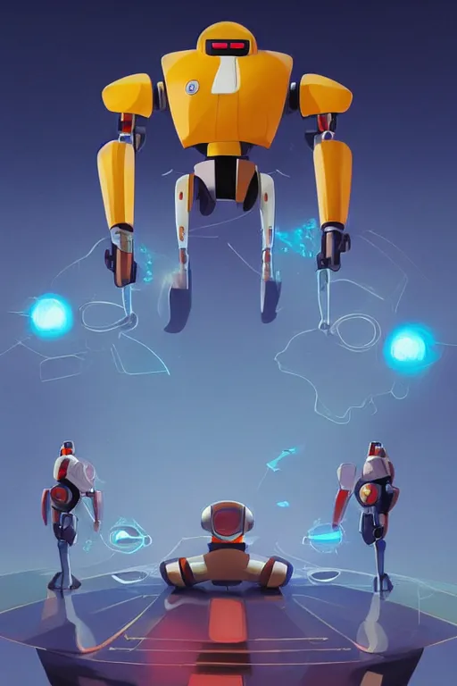 Image similar to metabots medabots medarotto medarot robot minimalist comics, behance hd by jesper ejsing, by rhads, makoto shinkai and lois van baarle, ilya kuvshinov, rossdraws global illumination ray tracing hdr radiating a glowing aura