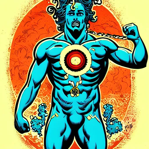 Image similar to the god neptune, comic, illustration, digital art, concept art, by butcher billy