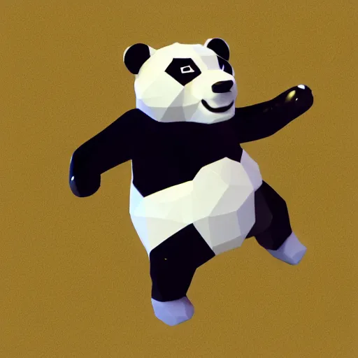 Image similar to panda, low poly, isometric, 3D render, white background