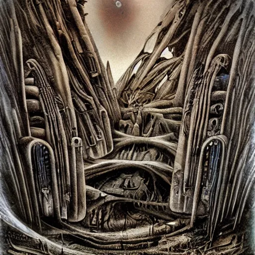 Prompt: H R Giger landscape