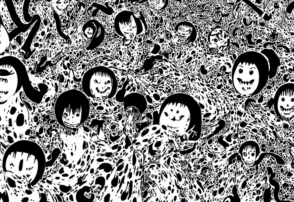 Prompt: kikoriki by junji ito