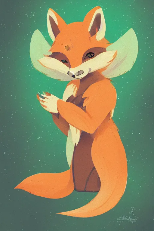 Image similar to a pretty medieval anthropomorphic fox with a fluffy tail in the forest, comic art, trending on furaffinity, cartoon, kawaii, backlighting, furry art!!!, radiant light, bokeh, trending on artstation, digital art, top view