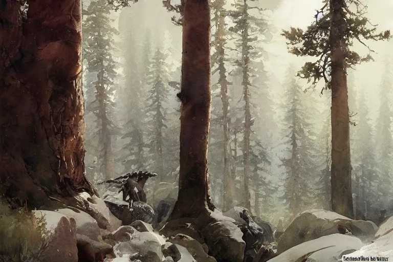 Prompt: watercolor painting of scandinavian mythology, pines, ambient lighting, art by hans gude, art by hans dahl, by jesper ejsing, art by anders zorn, wonderful masterpiece by greg rutkowski, cinematic light, american romanticism by greg manchess, creation by tyler edlin