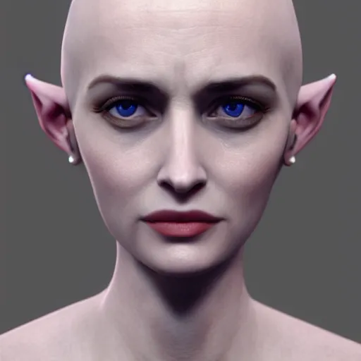 Image similar to Eva Green as a bald elf, photo realistic, detailed , headroom, 4k, unreal engine 5, hyper realistic, artgerm, trending on artstation