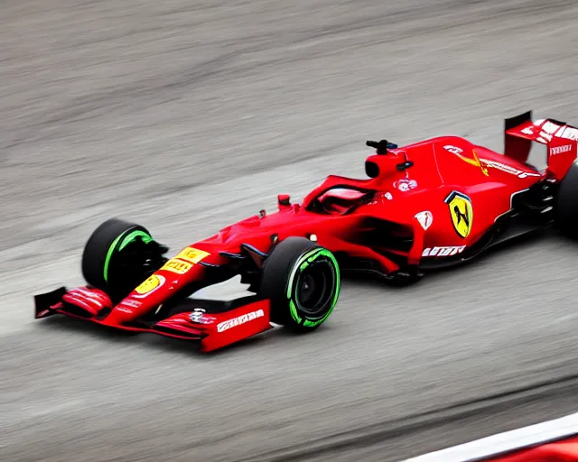 Prompt: live action photo of the 2 0 2 2 f 1 scuderia ferrari, 8 k, sports photography