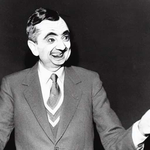 Image similar to Archival photo of Mr Bean launching the atomic bomb