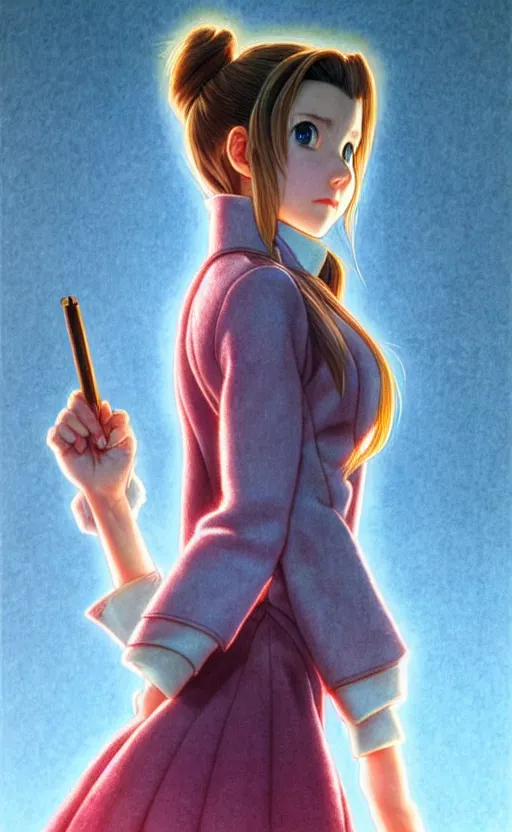 Prompt: aerith gainsborough as a character in the movie fargo. beautiful shadowing, 3 d shadowing, reflective surfaces, illustrated completely, 8 k beautifully detailed pencil illustration, extremely hyper - detailed pencil illustration, intricate, epic composition, very very kawaii, masterpiece, bold complimentary colors. stunning masterfully illustrated by artgerm and range murata.