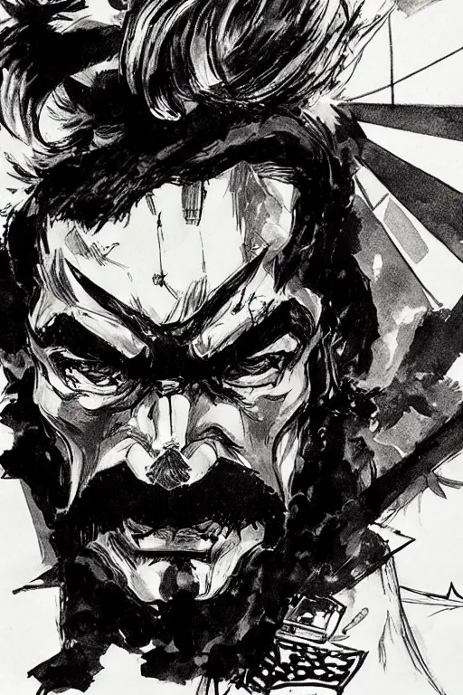 Image similar to punished luigi concept art by yoji shinkawa, felt tip pen, character study, ink, illustration, sharp focus