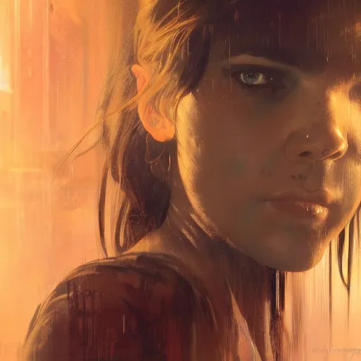 Image similar to maia mitchell, hyperrealistic full figure, bladerunner street alley, art of elysium by frank frazetta and by jeremy mann and by alphonse mucha, fantasy art, photo realistic, dynamic lighting, artstation, full figure poster, volumetric lighting, very detailed face, 4 k, award winning