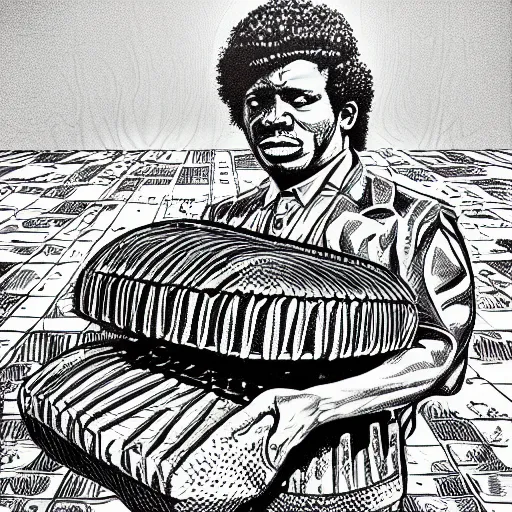 Image similar to the future is nothing like the past, just more watermelons, watermelons, watermelons, recursive, in the style of grand chamaco and stanley kubrick, inspired by james brown, photorealistic, epic, super technical, black and white, cinematic still