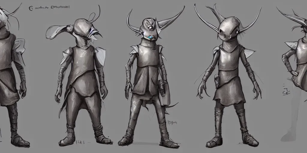 Image similar to character design, concept art, anthropomorphic grey alien wearing medieval clothes, unreal engine, by studio ghibli,