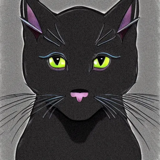 Prompt: digital art of a black cat fursona, furry fandom