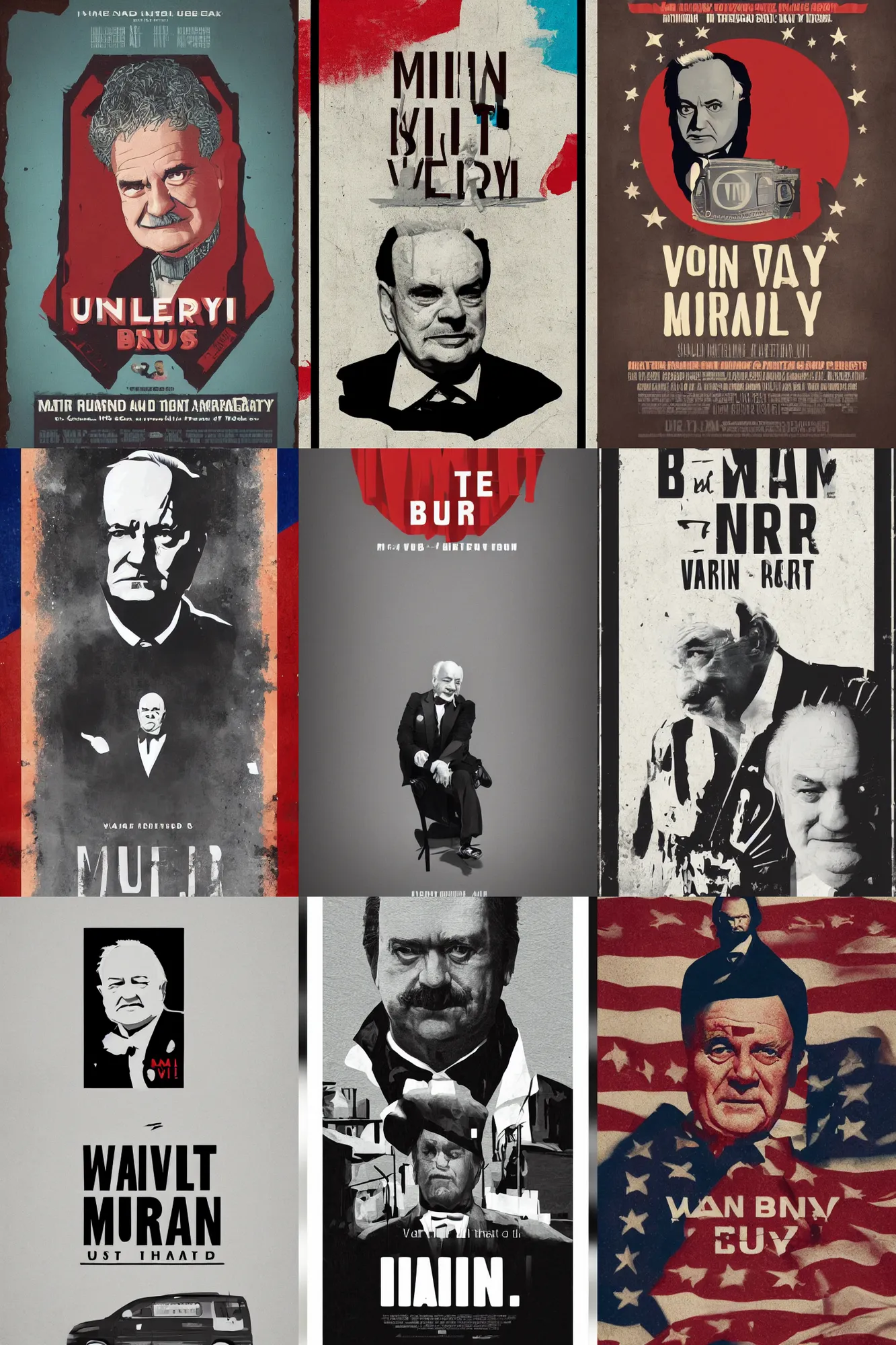 Prompt: minimal movie poster, van buren, brian doyle - murray is united states president martin van buren, solid colors, cinematic, fan art, trending on artstation