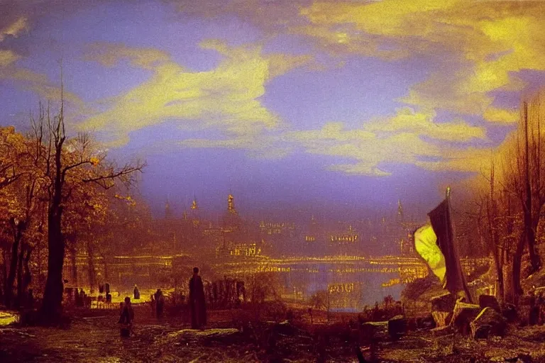 Image similar to painting of the phantom of kiev, by albert bierstadt