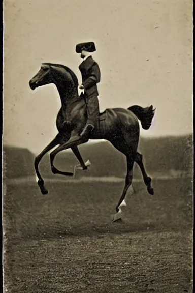 Image similar to an 1800s photo of a horse hovering off the ground