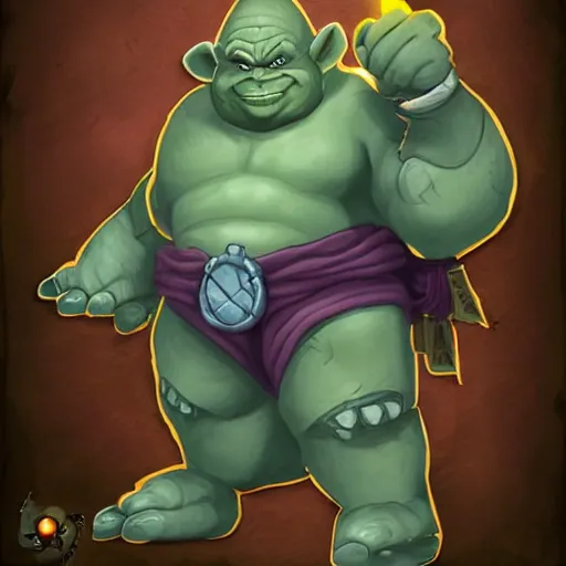 Prompt: a cute and small ogre wizard, hearthstone, concept illustartion, character art,