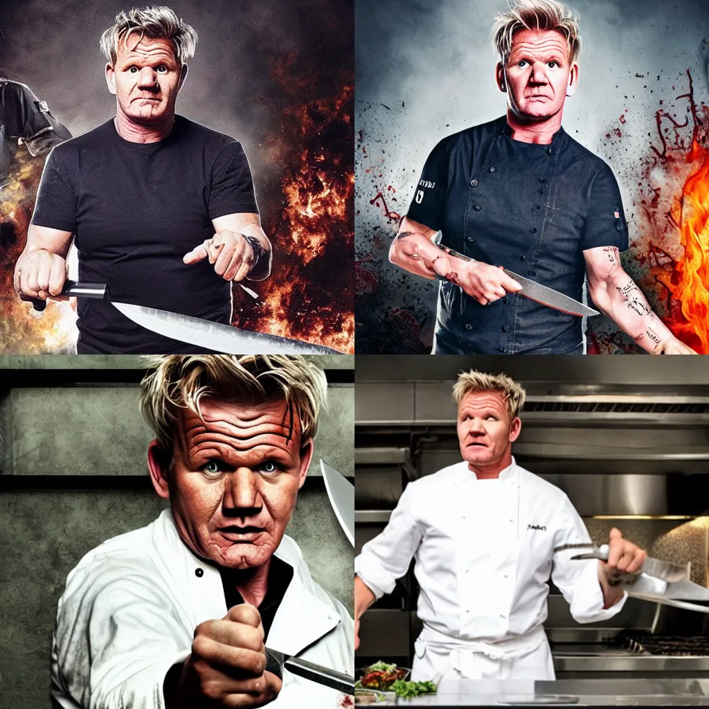 Gordon Ramsay frying minions on a pan, photorealistic, Stable Diffusion