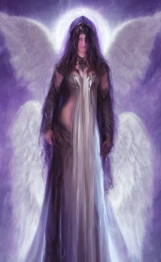 Prompt: Angel knight gothic girl. By Konstantin Razumov, Fractal flame, chiaroscuro, holographic, highly detailded