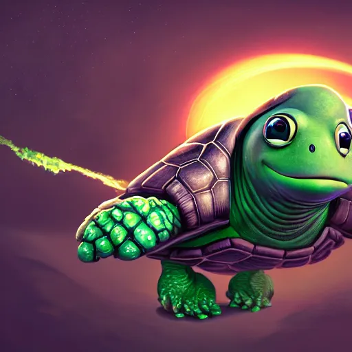 Image similar to aged anthropomorphic turtle, sci - fi, utopian, pixar splash art, wlop, intricately detailed, highly detailed, trending on artstation, 4 k, wallpaper - 1 0 2 4