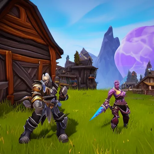 Prompt: world of warcraft in the style of fortnite