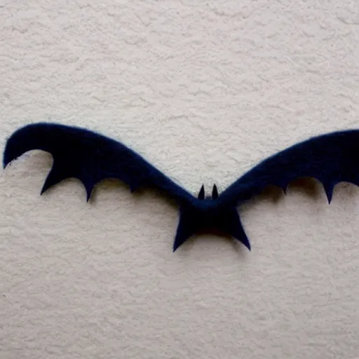 Image similar to photo of an intricately detailed representation of a accurate cat-bat made out of needle felt.