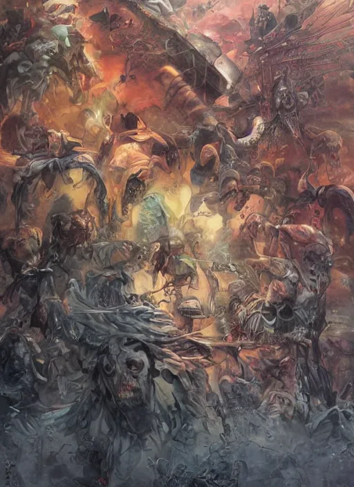 Prompt: realistic detailed image of zombies attacking a mall by Ayami Kojima, Amano, Karol Bak, Greg Hildebrandt, and Mark Brooks, Neo-Gothic, gothic, rich deep colors. Beksinski painting, part by Adrian Ghenie and Gerhard Richter. art by Takato Yamamoto. masterpiece