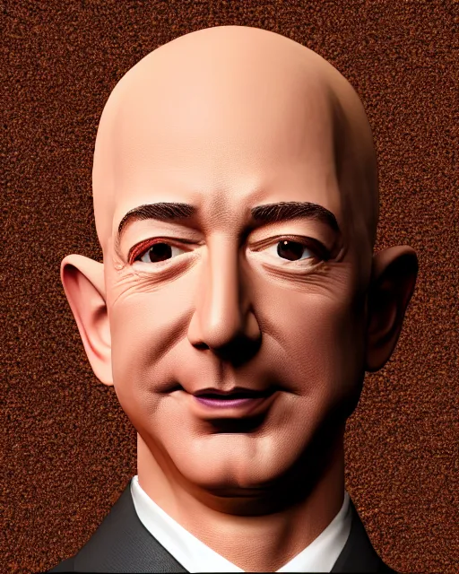 Image similar to jeff bezos made of chocolate, close up portrait, highly detailed, octane render