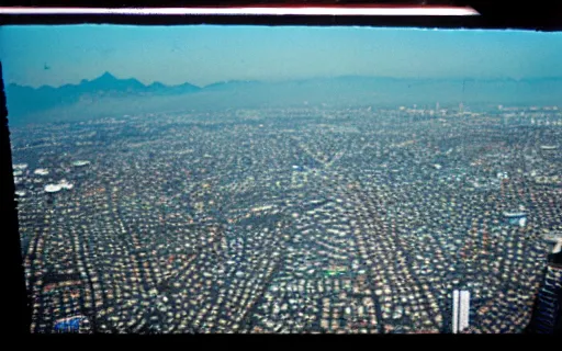 Image similar to A Filipino teenager flying above Metro Manila, wide shot, 35mm film, ethereal, by Iwai Shunji