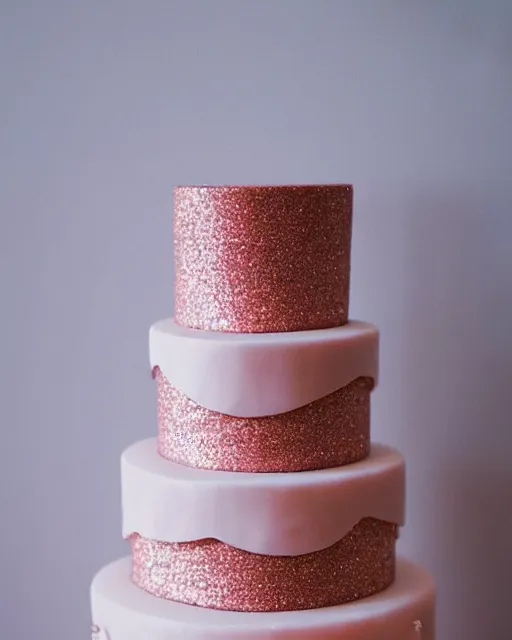 Prompt: elegant quartz raspberry wedding cake dripping fondant, stylized, sparkling, glitter, gilding, ornate, sylvain sarrailh, artstation