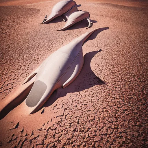 Prompt: 🐋🤖👽🐳 in desert, photography by bussiere rutkowski andreas roch