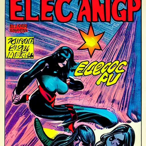 Prompt: comic book cover of the first edition of Electric Angel, published by 111 comics in 1011