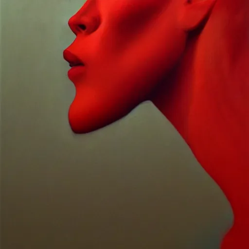 Prompt: the red beauty, side profile, trending on artstation, 8 k, by gerard brom and zdzisław beksinski