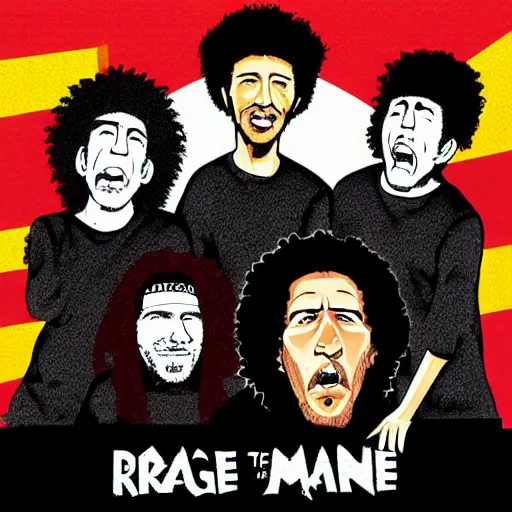 Prompt: rage against the machine band memebers, cartoon style, artstation