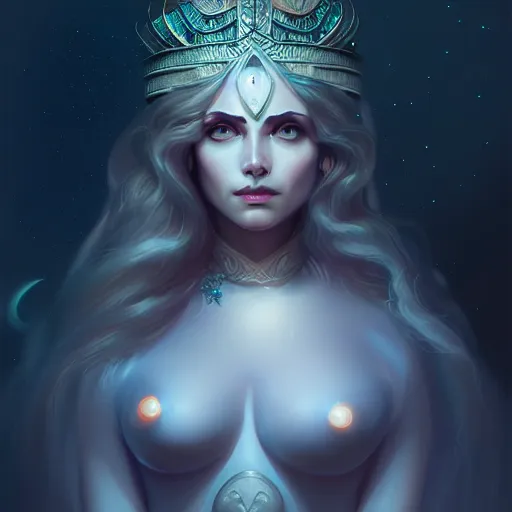 Image similar to Goddess of the night, highly detailed, digital painting, artstation, concept art, soft light, sharp focus, illustration