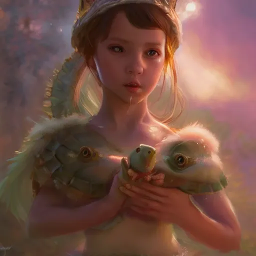 Prompt: Turtle Princess beautiful cute, 4k oil on linen by wlop, artgerm, andrei riabovitchev, nuri iyem, james gurney, james jean, greg rutkowski, highly detailed, soft lighting 8k resolution