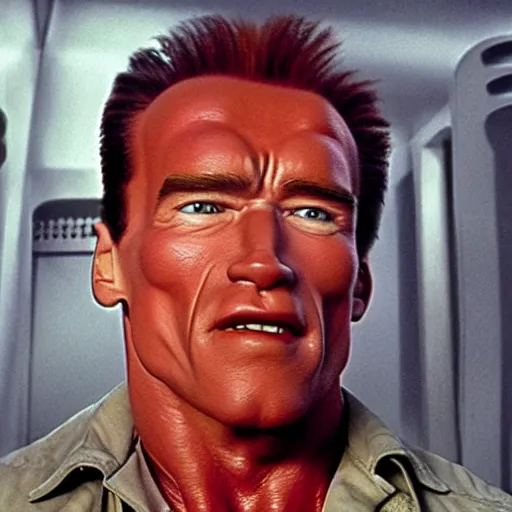 Prompt: arnold schwarzenegger in total recall, looks photorealistic, hyper-detailed