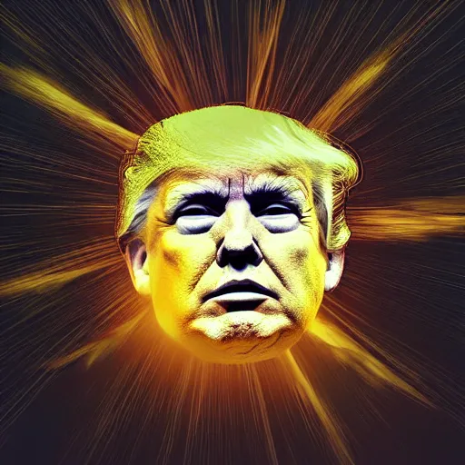 Prompt: donald trump as the sun looking over a field, millions of screaming karens. digital painting, high detail, 8 k, film still