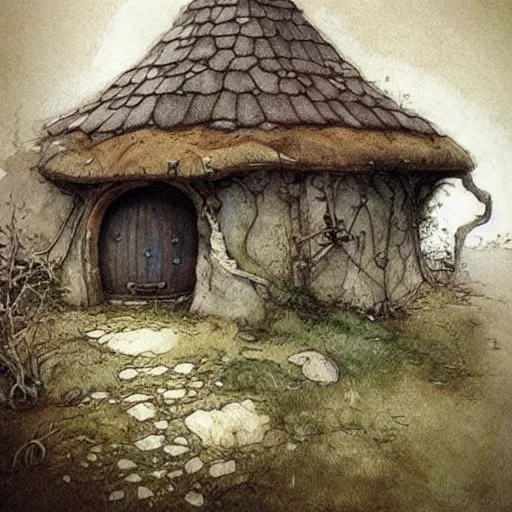 Prompt: hobbit house. muted colors. by Jean-Baptiste Monge !!!!!!!!!!!!!!!!!