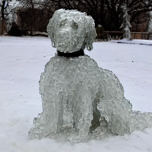 Prompt: dog made of ice, renaissance painting