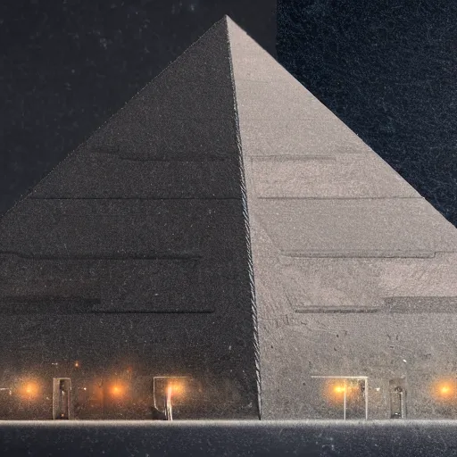 Prompt: highly detailed concept art 8 k brutalist pyramid in the ocean storm octane render blender
